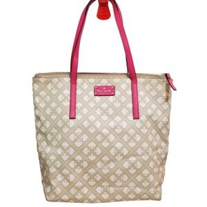 kate spade Beige Tote with Pink Handles